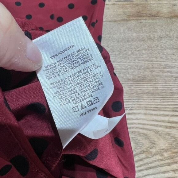 Express Women's Polka Dot Long Sleeve Button-Up Shirt Dress Red Black Size Small - Picture 8 of 9